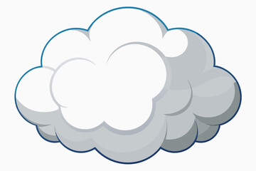 Obraz premium Cartoon Illustration of a Gray and White Cloud with a Blue Outline