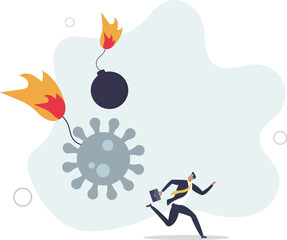 COVID-19 coronavirus outbreak destroy financial and business, virus world pandemic count down detonation concept.flat design with people.