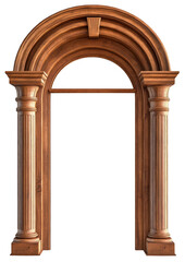 Arched Wooden Doorway Frame with Columns