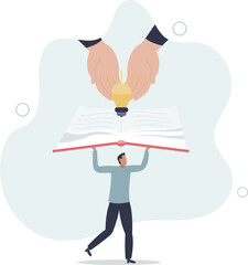 Knowledge or education, study or learning new skill, creativity or idea, reading book for inspiration, discover solution or literature, wisdom concept.flat design with people.