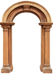 Arched Wooden Doorway Frame with Columns