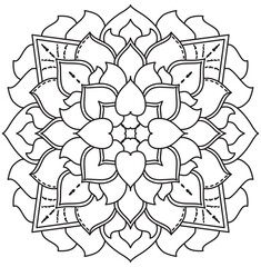 Mandala Line Illustration,  Perfect set for surface of design, textiles, posters, tattoos in indian yoga style, Mandala Line Drawing Design. bundle for coloring book interior. Round Ornament Pattern