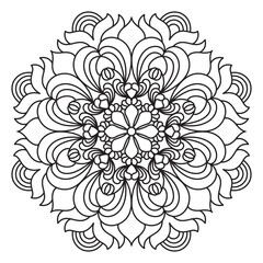 Mandala Line Illustration,  Perfect set for surface of design, textiles, posters, tattoos in indian yoga style, Mandala Line Drawing Design. bundle for coloring book interior. Round Ornament Pattern