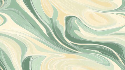 Abstract green and cream marble swirl pattern.
