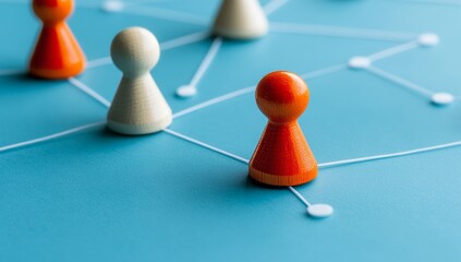 Obraz premium Image of people figures connected by lines, representing a network and connections