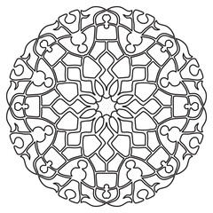 Mandala Line Illustration,  Perfect set for surface of design, textiles, posters, tattoos in indian yoga style, Mandala Line Drawing Design. bundle for coloring book interior. Round Ornament Pattern