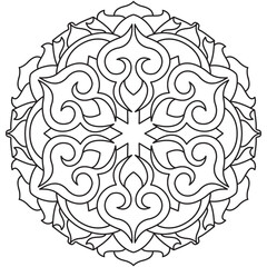 Mandala Line Illustration,  Perfect set for surface of design, textiles, posters, tattoos in indian yoga style, Mandala Line Drawing Design. bundle for coloring book interior. Round Ornament Pattern