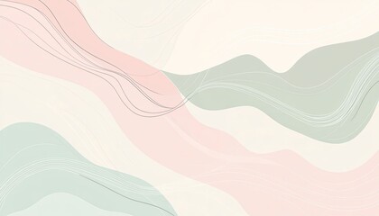 Abstract background with soft pink and green colors and white lines.