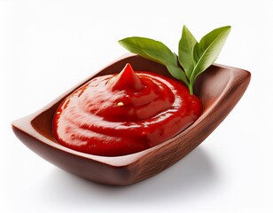 Fresh Chili Sauce in Wooden Bowl