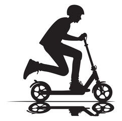 Fototapeta premium Two wheeled vehicles and riders icon, black color silhouette, white background.