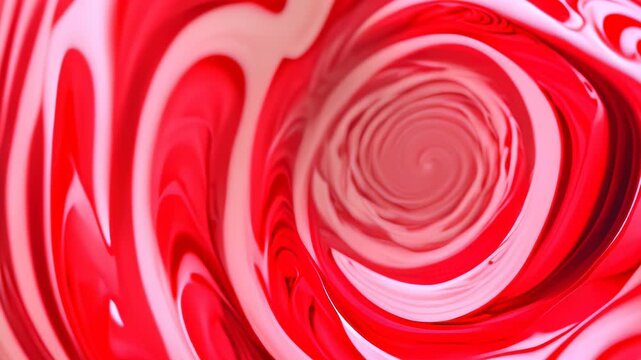 Abstract pattern of pattern of swirling red and white colors, creating a marbled or fluid art effect,design is reminiscent of peppermint candy due to the color scheme and swirls