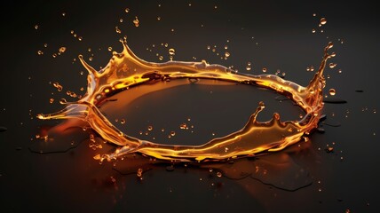 Splashes of oily liquid isolated on white background. Organic or motor oil 3D render. Drop of Cooking Oil with Air Bubbles. Icon of drop of oil or honey.