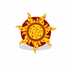 Pizza sun logo vector illustration pizza good for restaurant menu and cafe badge
