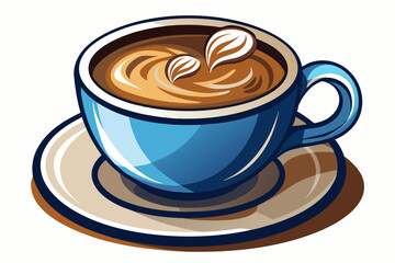 Fototapeta premium A Blue Mug with a Cup of Coffee and Whipped Cream