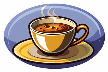 Obraz premium Steaming Cup of Coffee with a Saucer