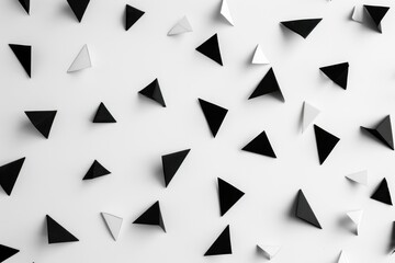 Black and White Triangles Scattered on a White Surface