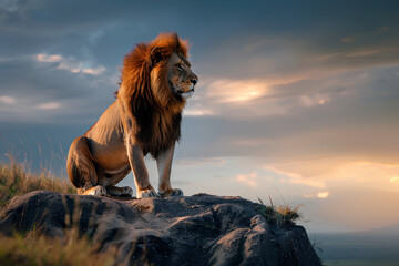 Obraz premium a lion on a hill