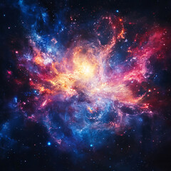 Naklejka premium Colorful space galaxy cloud nebula. Stary night cosmos. Universe science astronomy. Supernova background wallpaper