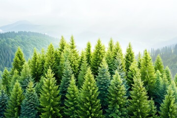 Fototapeta premium Green treetops viewed from above, nature green background, aerial forest view