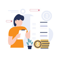 falt deisgn, flat design bisnis, bisnis flat design Two people discussing with work partners to collaborate, startup business illustration conceptual design ilustration vector