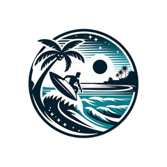logo surfing, beach, vector, editing
