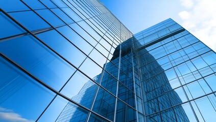 Modern architecture with glass and steel, futuristic