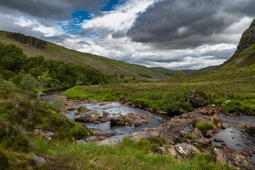 Dundonnell River In The Highlands Near Fainmore In Scotland, UK