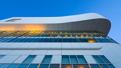 Modern architecture with glass and steel, futuristic