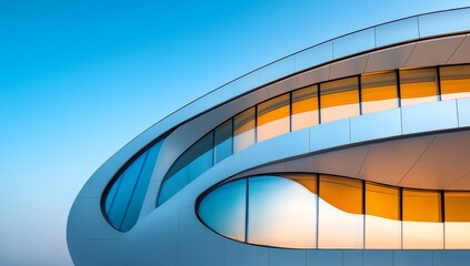 Modern architecture with glass and steel, futuristic