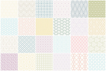 Collection of color seamless ornamental vector patterns. Geometric design - endless delicate backgrounds. Textile prints