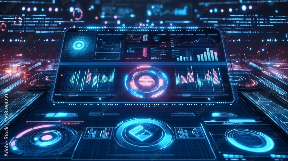 Aufkleber illuminated awareness insights on futuristic digital analytics dashboard interface