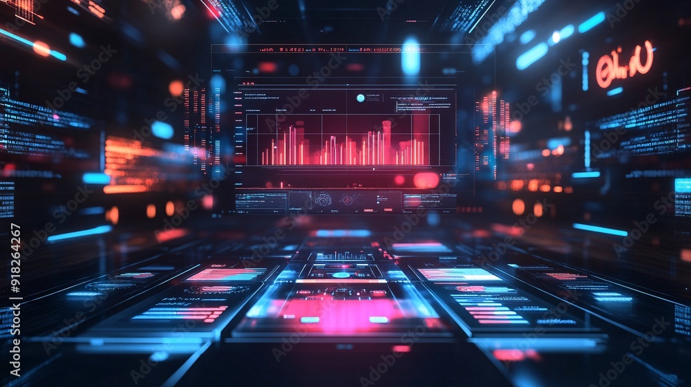Aufkleber futuristic awareness dashboard with digital charts and modern ui elements