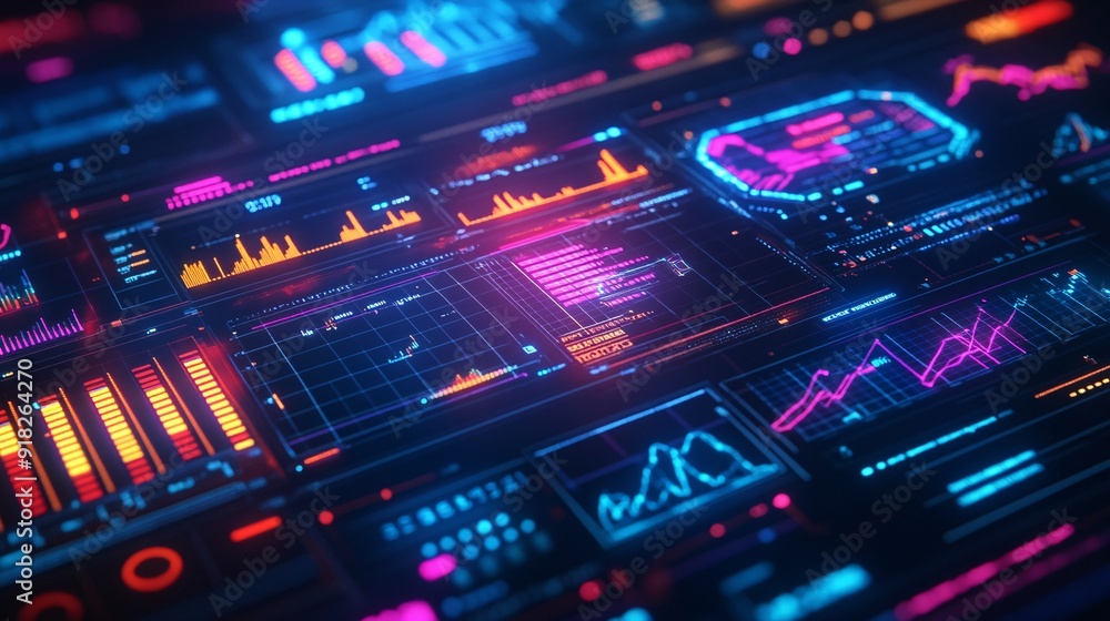 Poster futuristic awareness dashboard with charts and modern ui elements