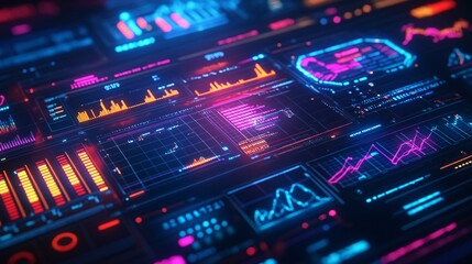 Obraz premium Futuristic Awareness Dashboard with Charts and Modern UI Elements