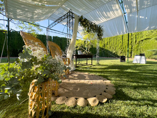 Discover the enchantment of a rustic floral altar nestled in nature's serene sanctuary. Exchange...