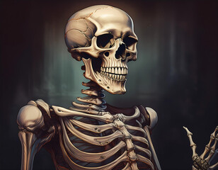  Close-Up of a Presenting Skeleton- A close-up view of a skeleton in a presenting pose, idea_1(47)