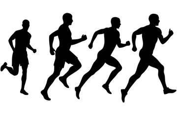 Fototapeta premium Different Running Man Vector Silhouette