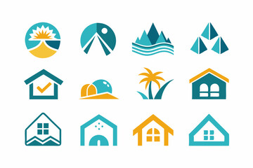 set of 9pes different type of Vacation Rentals logo on white background