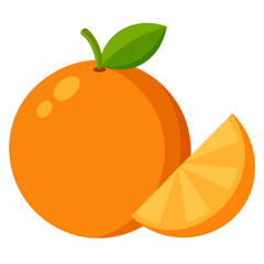Orange fruit whole and half vector isolated on white background 