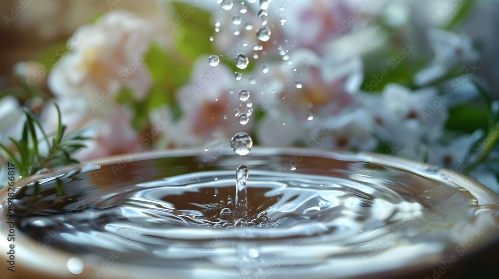 Sticker Close up of Essential Oil Drops Falling into Aromatherapy Diffuser Calming Ambiance