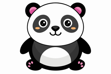 Naklejka premium Cute Cartoon Panda with Pink Ears and Paws