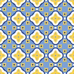 Bright geometric seamless pattern. Mosaic color ornament print. Tile trendy oriental print. Traditional ornate background - Portuguese decorative tiles azulejos