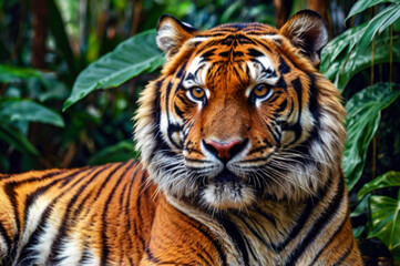Fototapeta premium Fierce Tiger in Dense Jungle