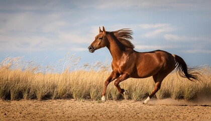 Obraz premium A brown cow stands in a field next to a house The house is equipped with a solar panel atop its roof