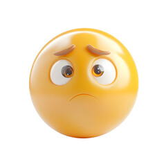 Fototapeta premium Neutral and sad face three-dimensional emoji
