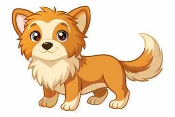 Obraz premium Cartoon Illustration of a Brown and White Puppy with Big Eyes and a Wagging Tail