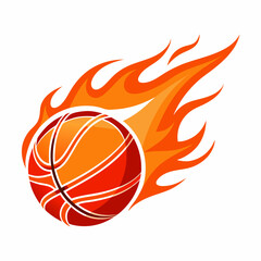Basketball on Fire  art vector illustration