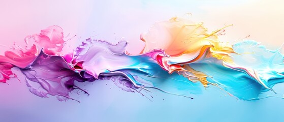 Vibrant abstract paint splash in pastel shades, blending colors seamlessly for modern artistic background or decorative use.