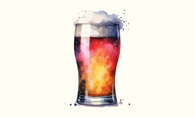 free drink, watercolor mugs of beer, alcohol drinks, hand drawn illustration, watercolor mugs of beer