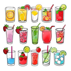 Aguas Frescas in a cartoon style on isolated white background